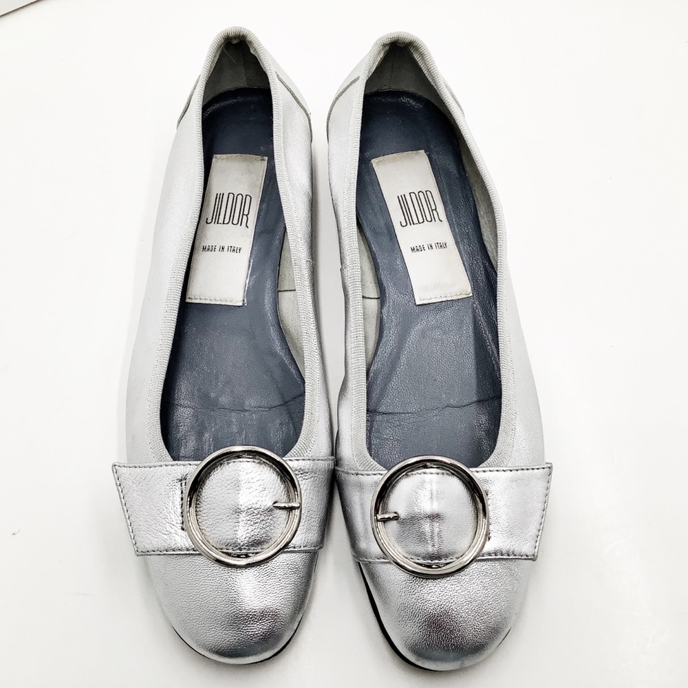 {Jildor} Silver Ballet Flats